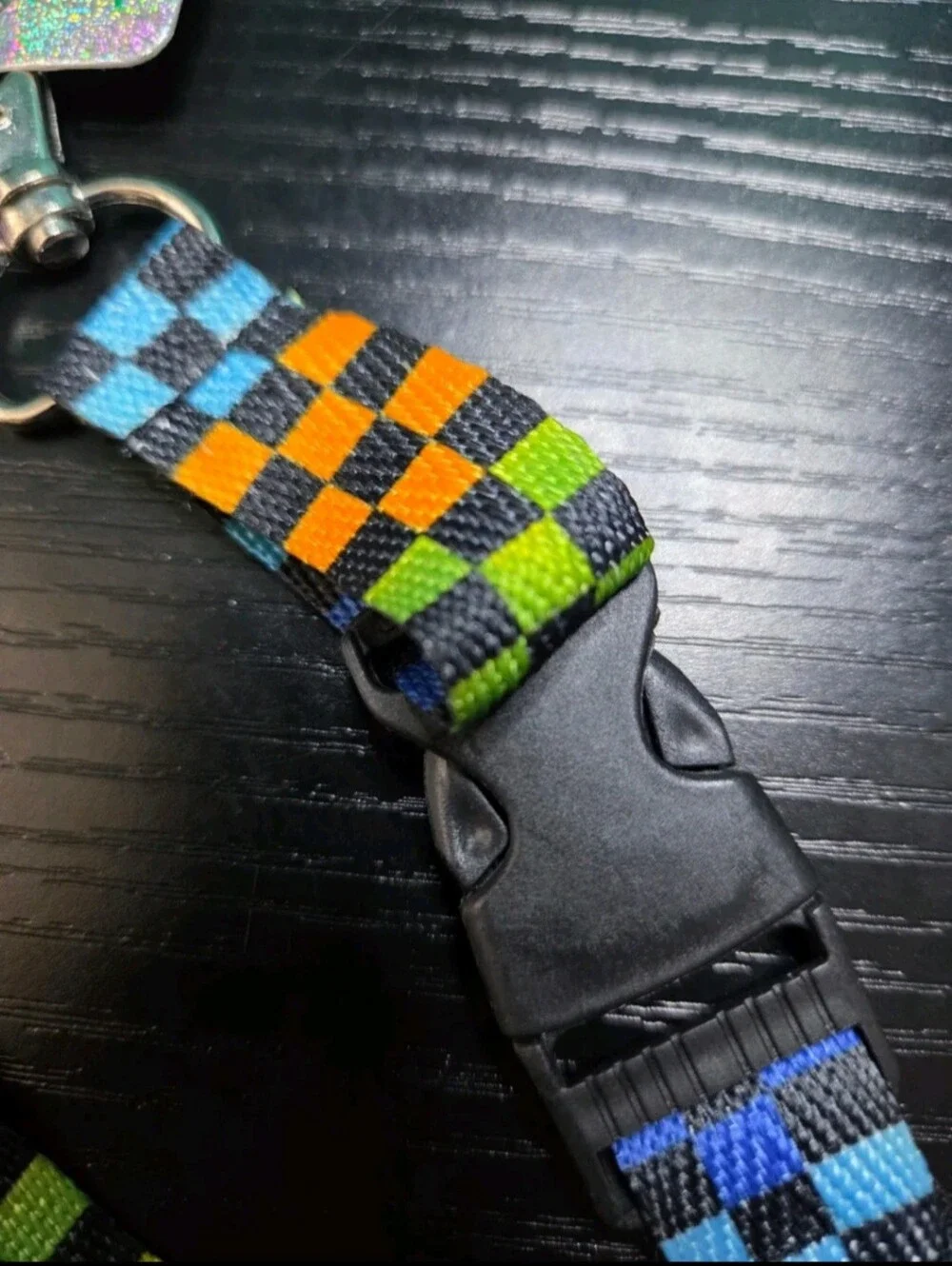 Clover Rainbow Checkerboard Lanyard